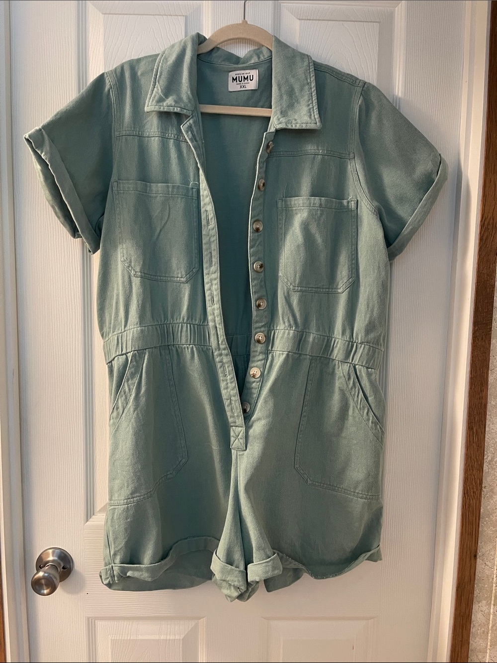 Show Me Your MuMu Sage Green Utility Romper